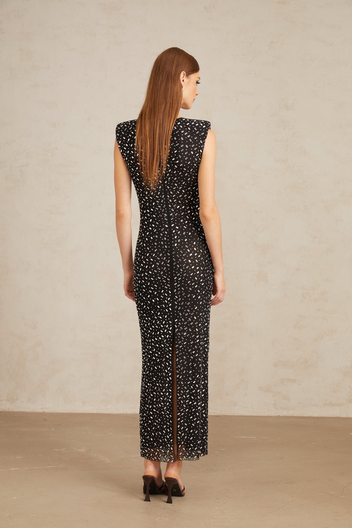 Félicie Black Embellished Mesh Maxi Gown (Final Sale-US Only)
