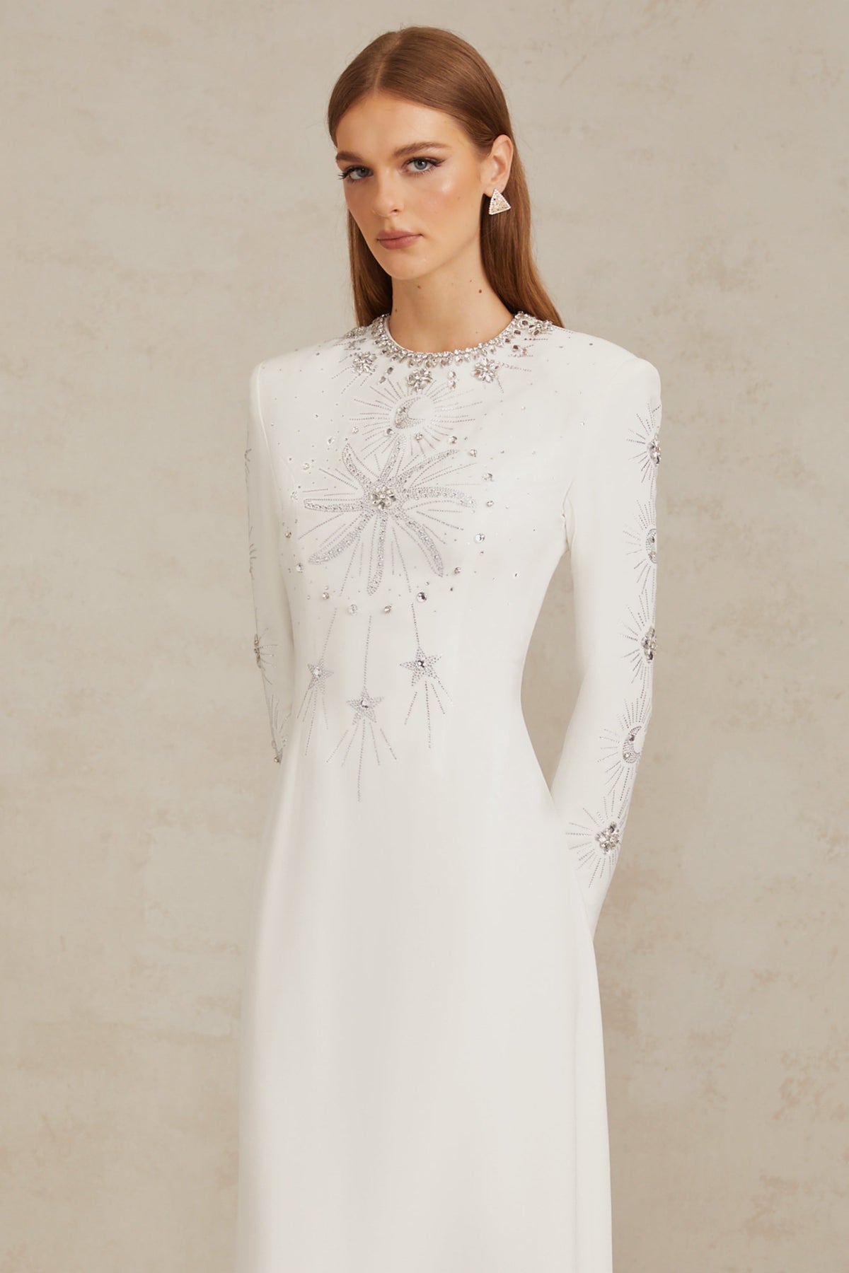 Aloïse White Embellished Maxi Gown