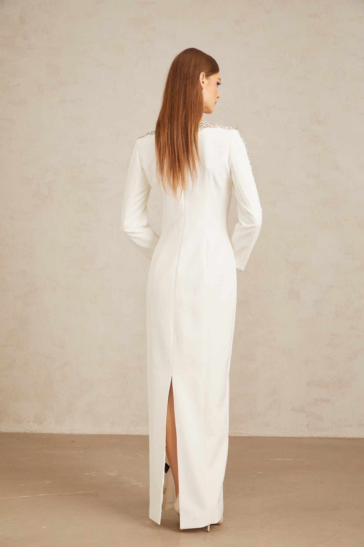 Freja White Crystal Embellished Maxi Gown (Final Sale-US Only)