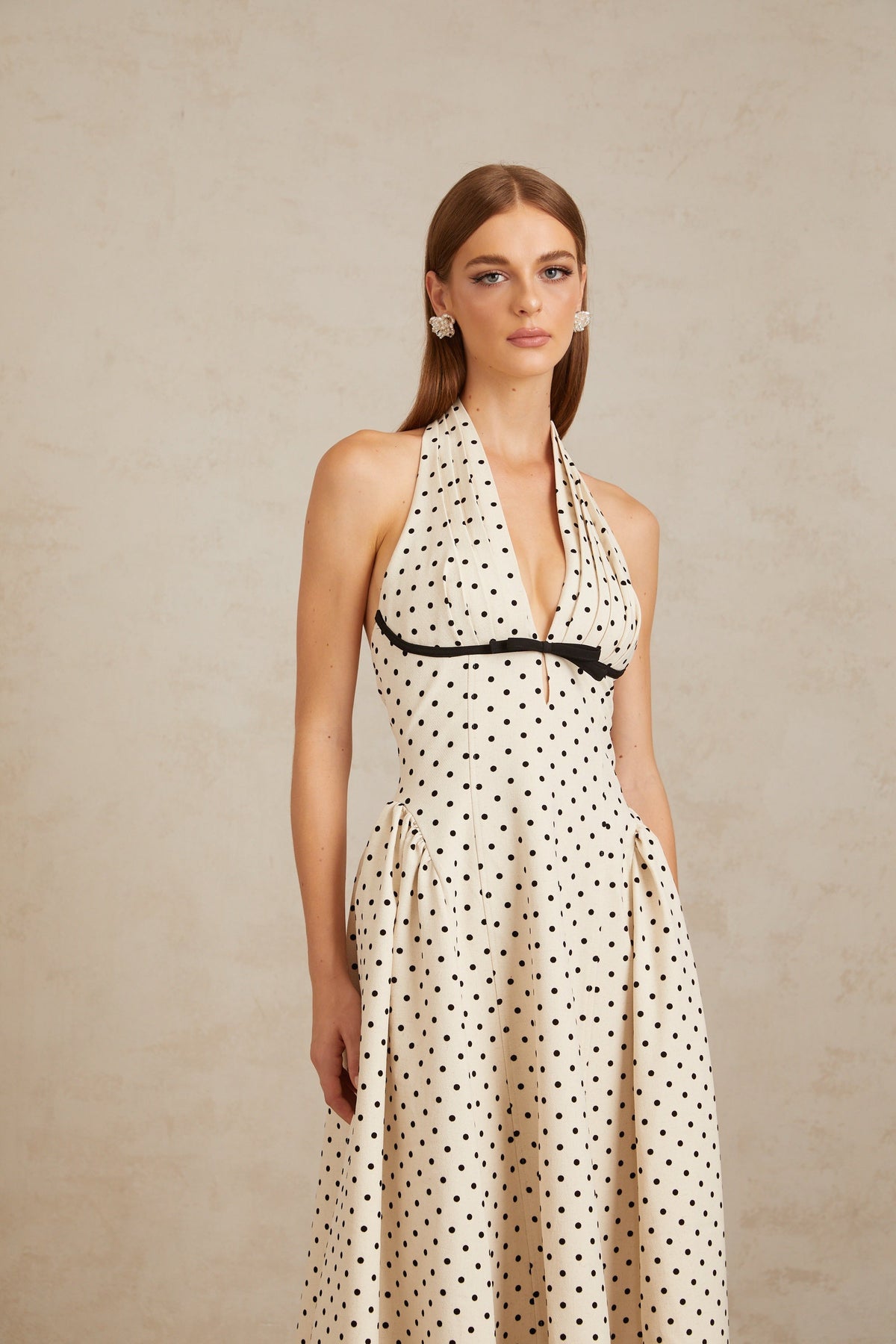 Gitane White Polka Dot Midi Dress