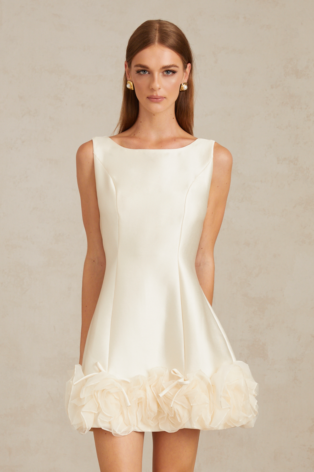 Caméo Cream White Tulle Panel Floral Mini Dress