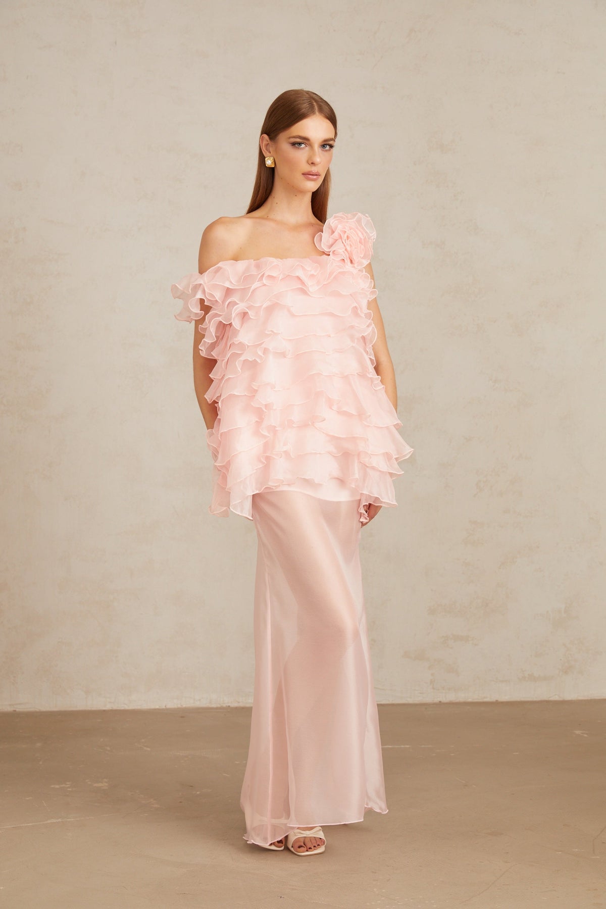 Rosalie Pink Layered Ruffled Floral Dress & Skirt Set (Final Sale-US Only)