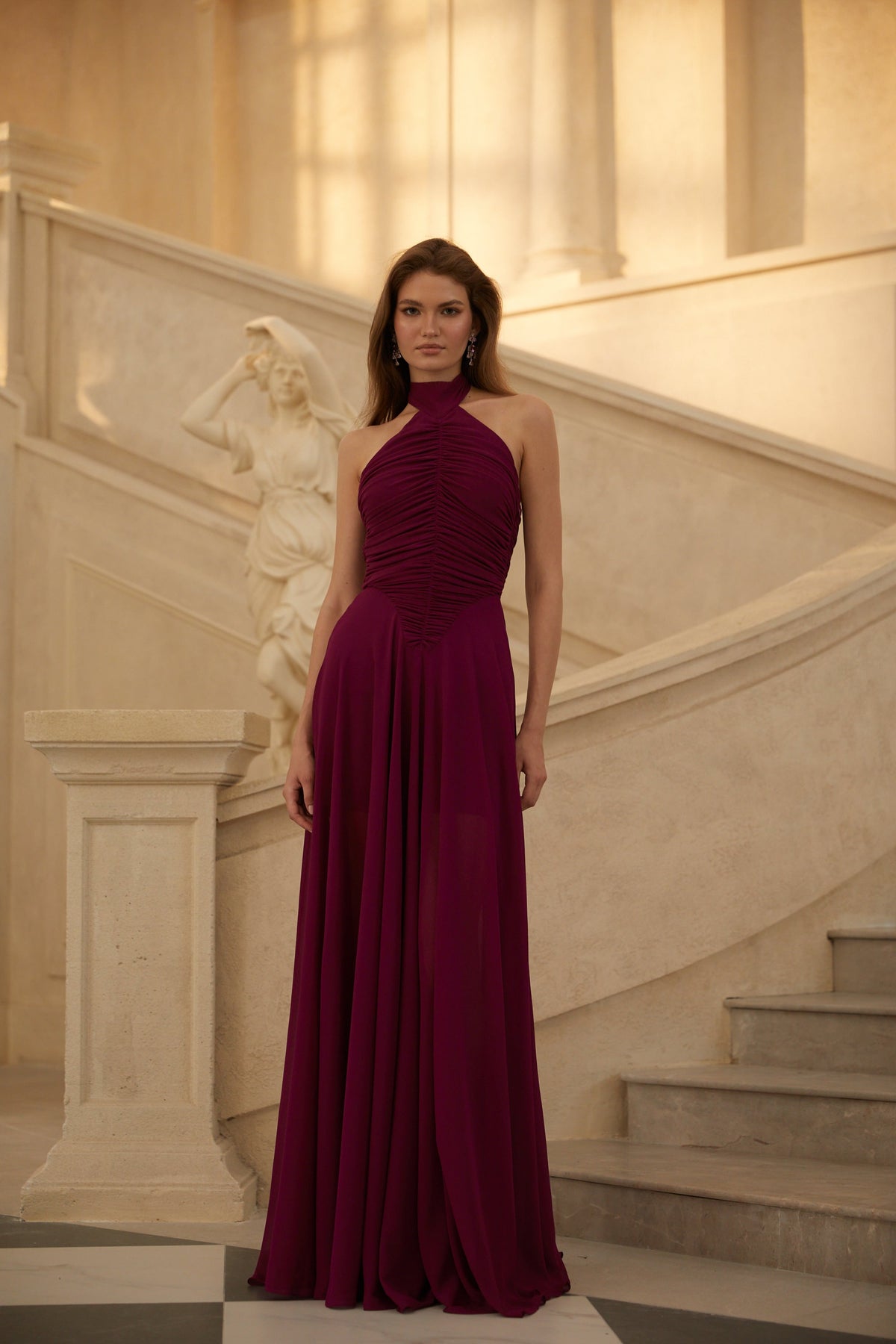 Kerstin Purple Ruched Maxi Dress