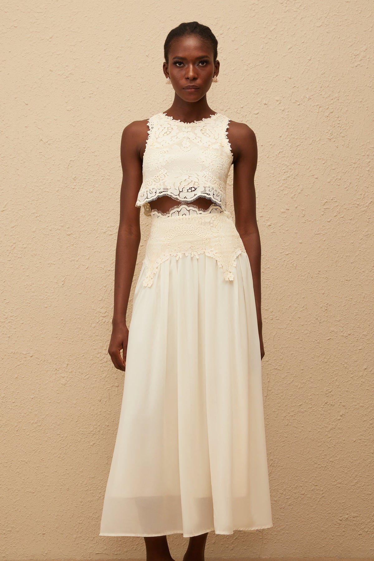 Clothilde White Floral Lace Top & Skirt Set (Final Sale-US Only)