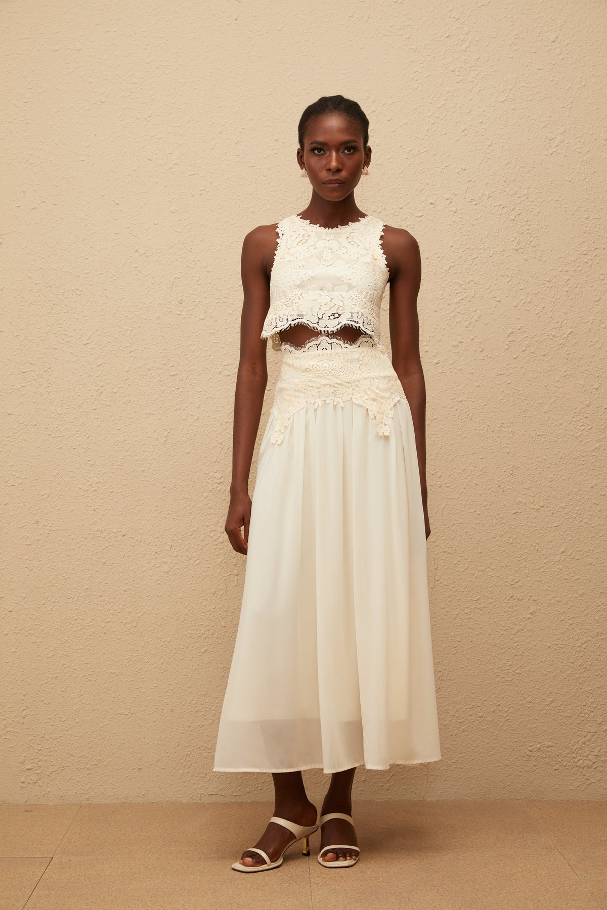 Clothilde White Floral Lace Top & Skirt Set (Final Sale-US Only)