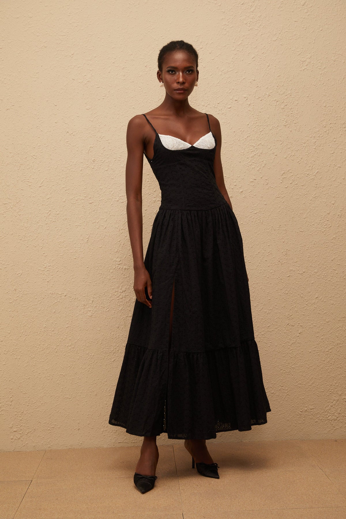 Amalia Black Embroidered Corset Maxi Dress (Final Sale)