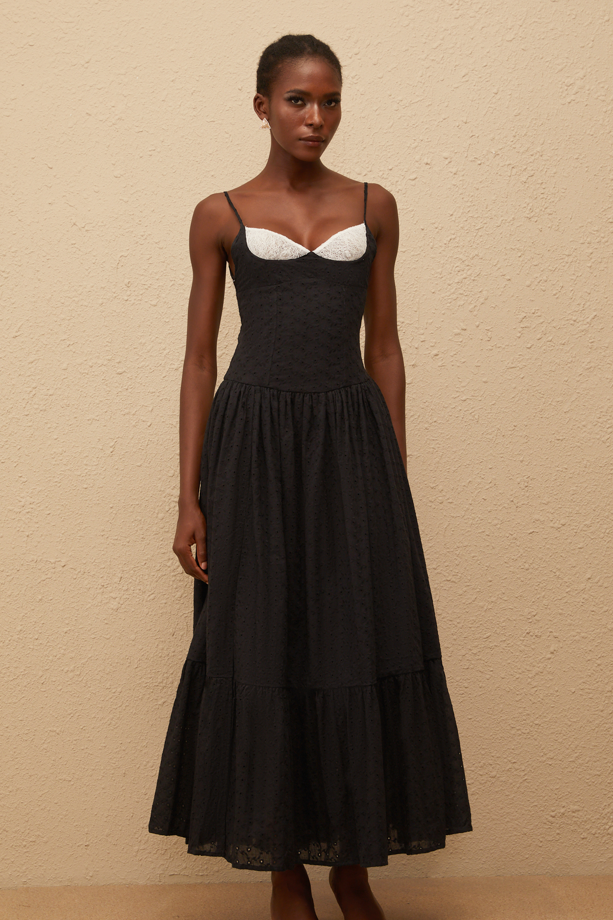 Amalia Black Embroidered Corset Maxi Dress (Final Sale)