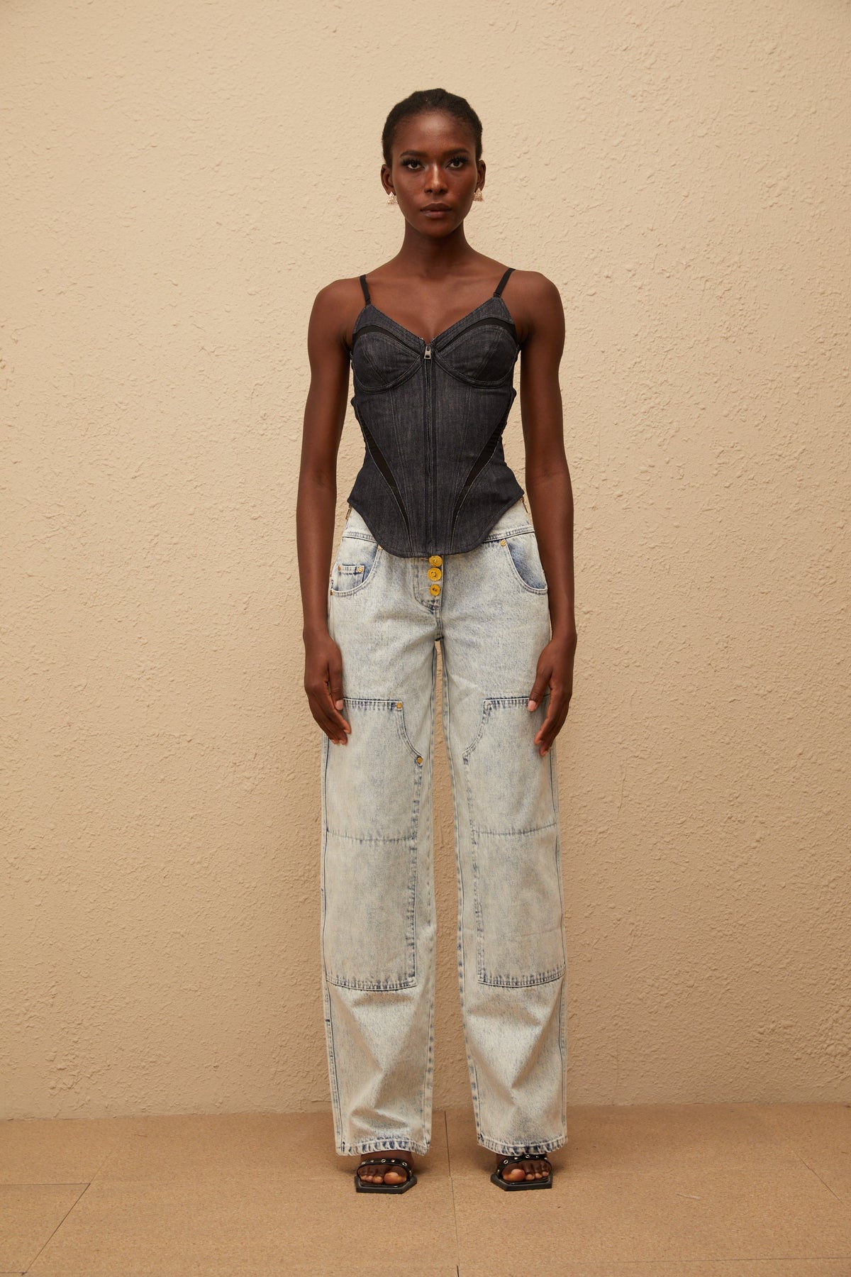 Veera Indigo Blue Bustier Denim Top (Final Sale)