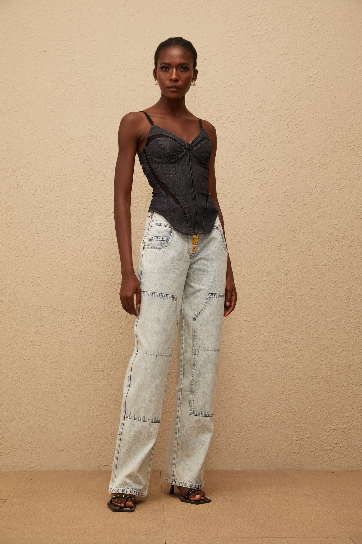 Veera Indigo Blue Bustier Denim Top (Final Sale)
