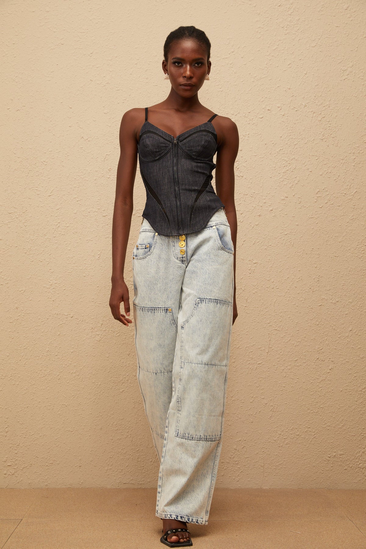 Veera Indigo Blue Bustier Denim Top (Final Sale)