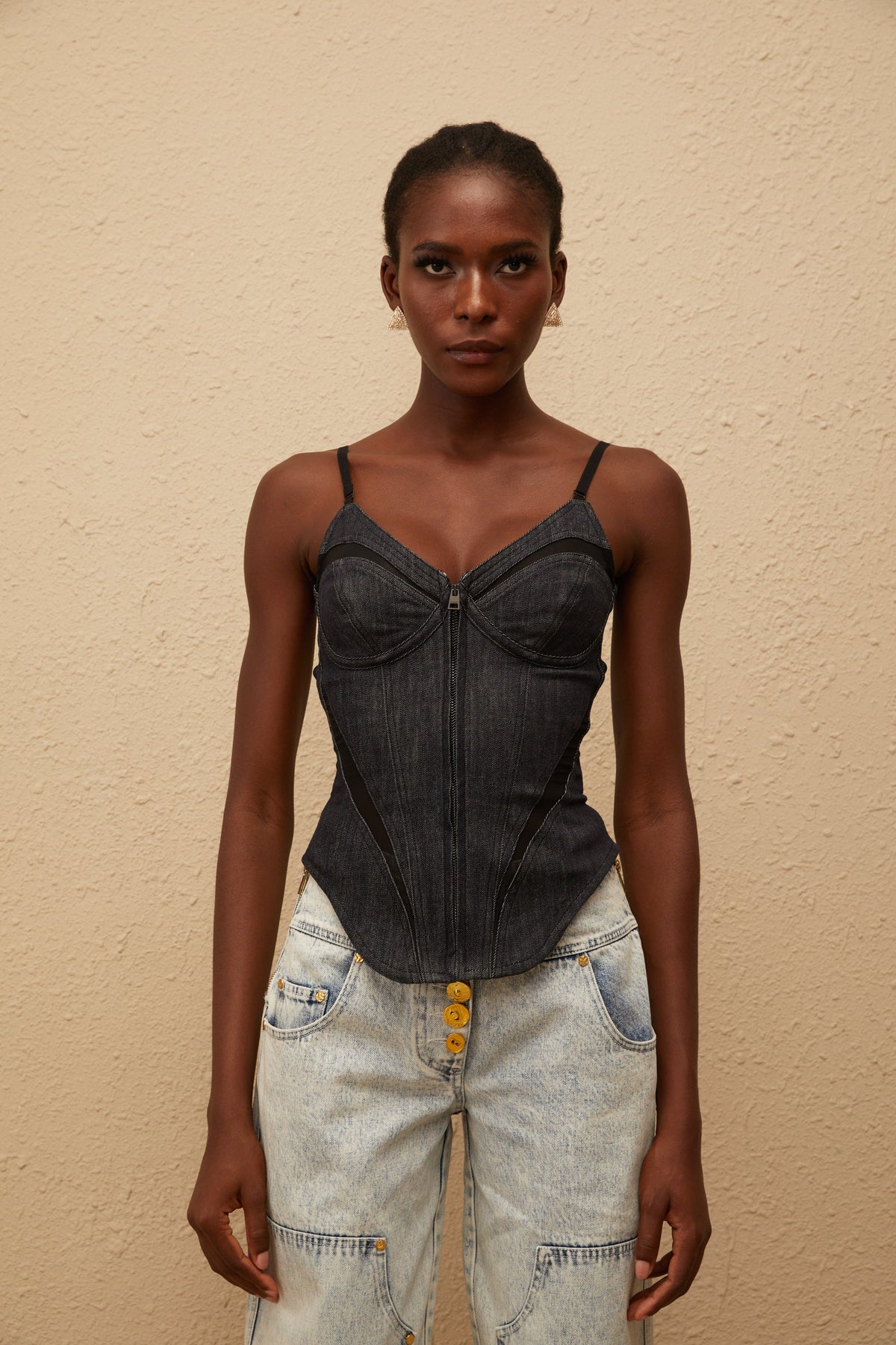 Veera Indigo Blue Bustier Denim Top (Final Sale)