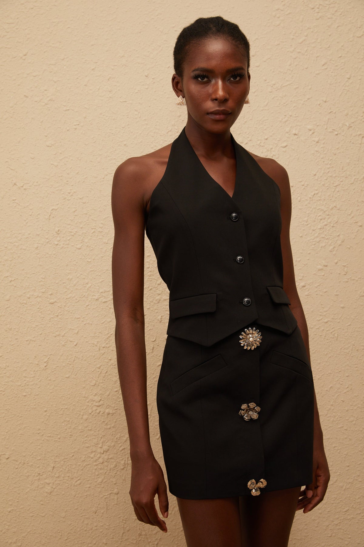 Marina Black Halterneck Waistcoat