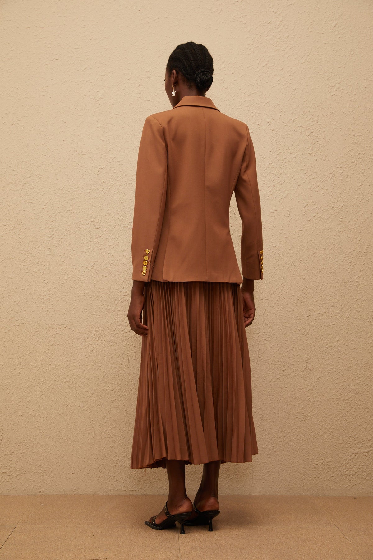 Maëlys Caramel Double Breasted Blazer & Skirt Set (Final Sale)