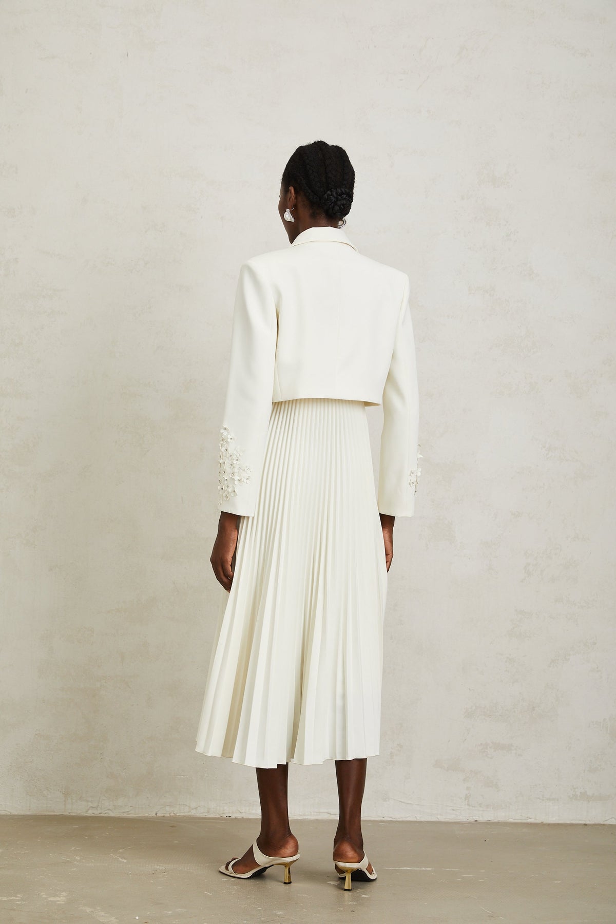 Calliopée White Floral Appliqué Jacket & Dress Set