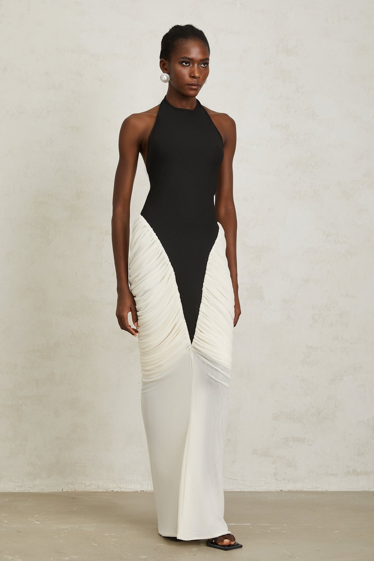 Jade Black Ruched Halterneck Maxi Bodycon Dress (Final Sale-US Only)