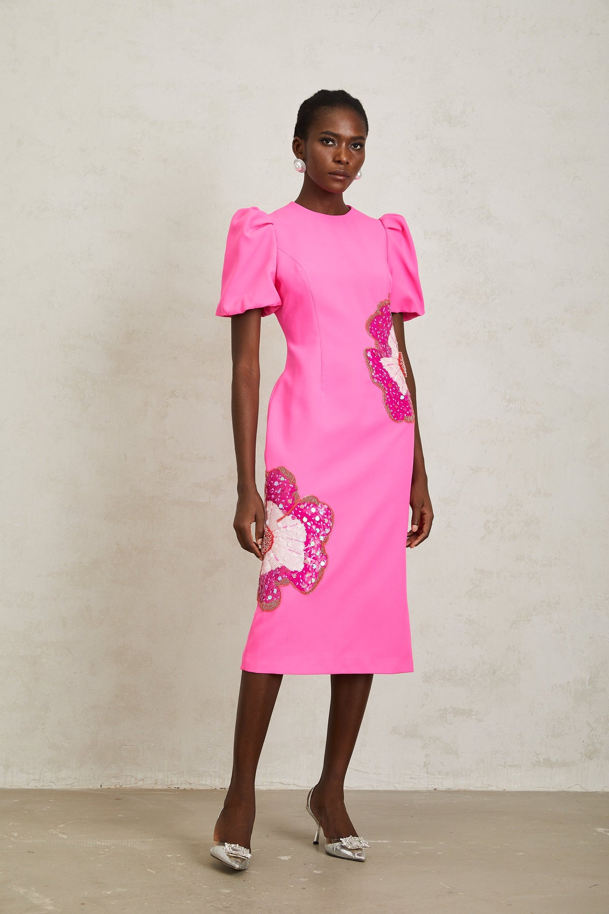 Ángela Pink Embellished Floral Midi Dress (Final Sale)