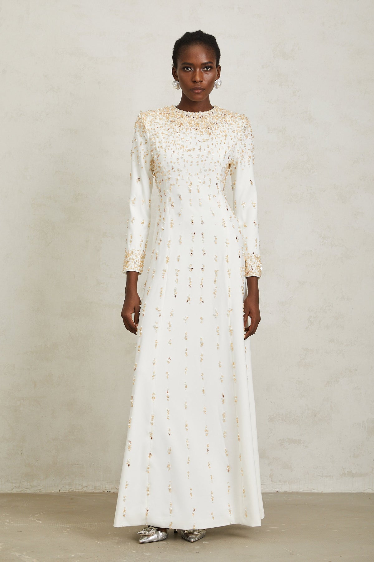 Margarita White Embellished Maxi Dress
