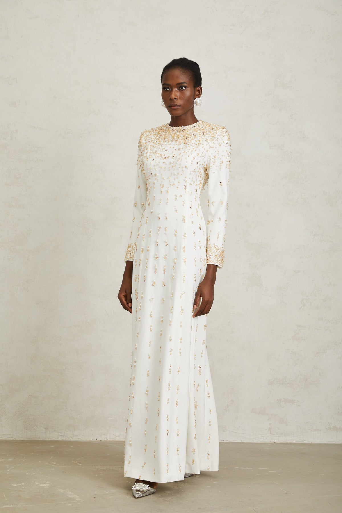 Margarita White Embellished Maxi Dress (Final Sale-US Only)