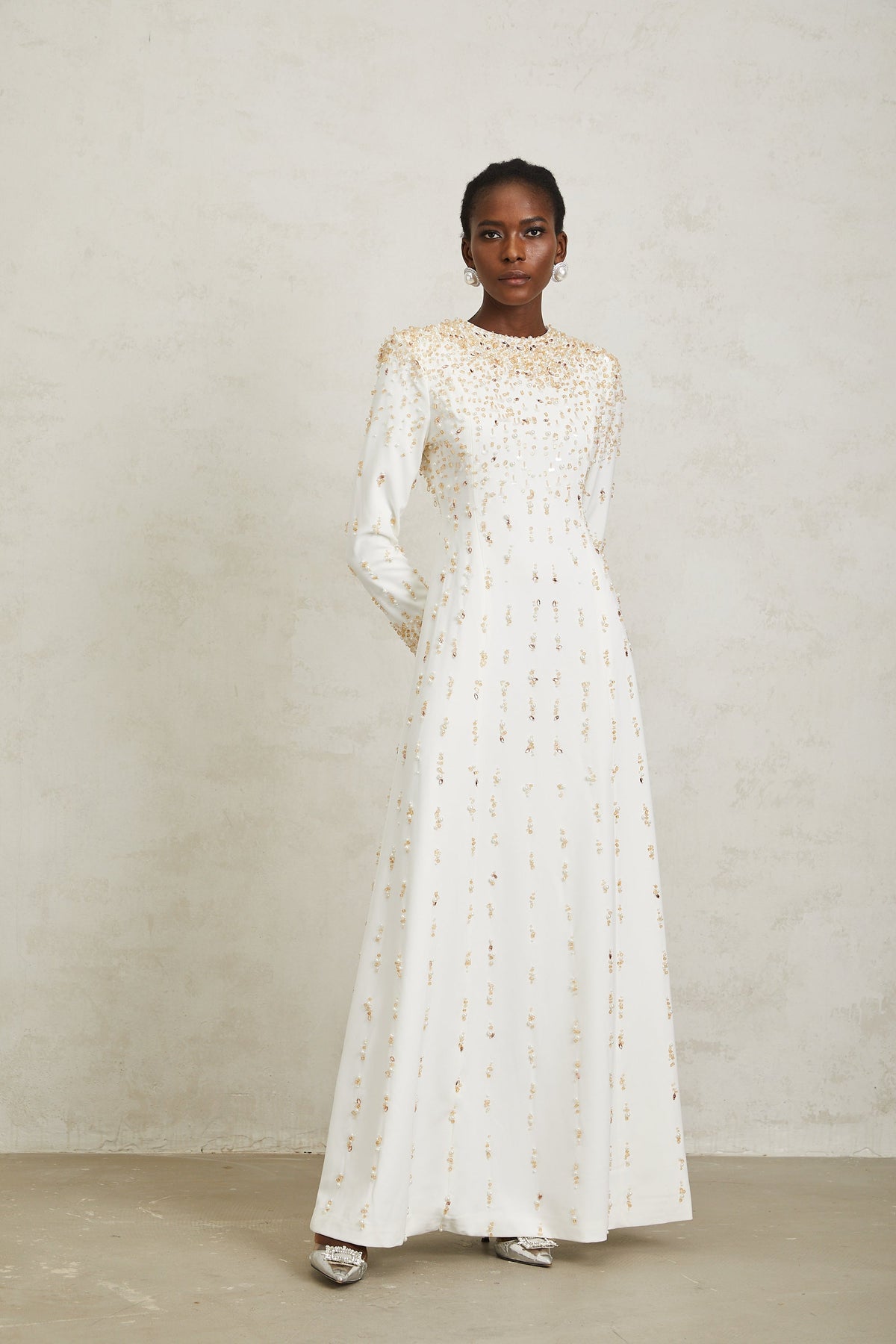 Margarita White Embellished Maxi Dress