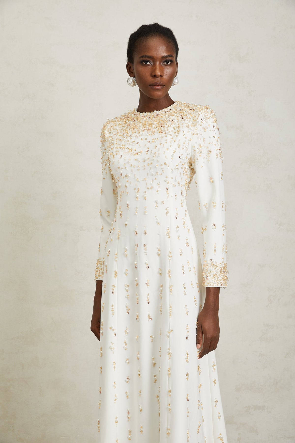 Margarita White Embellished Maxi Dress