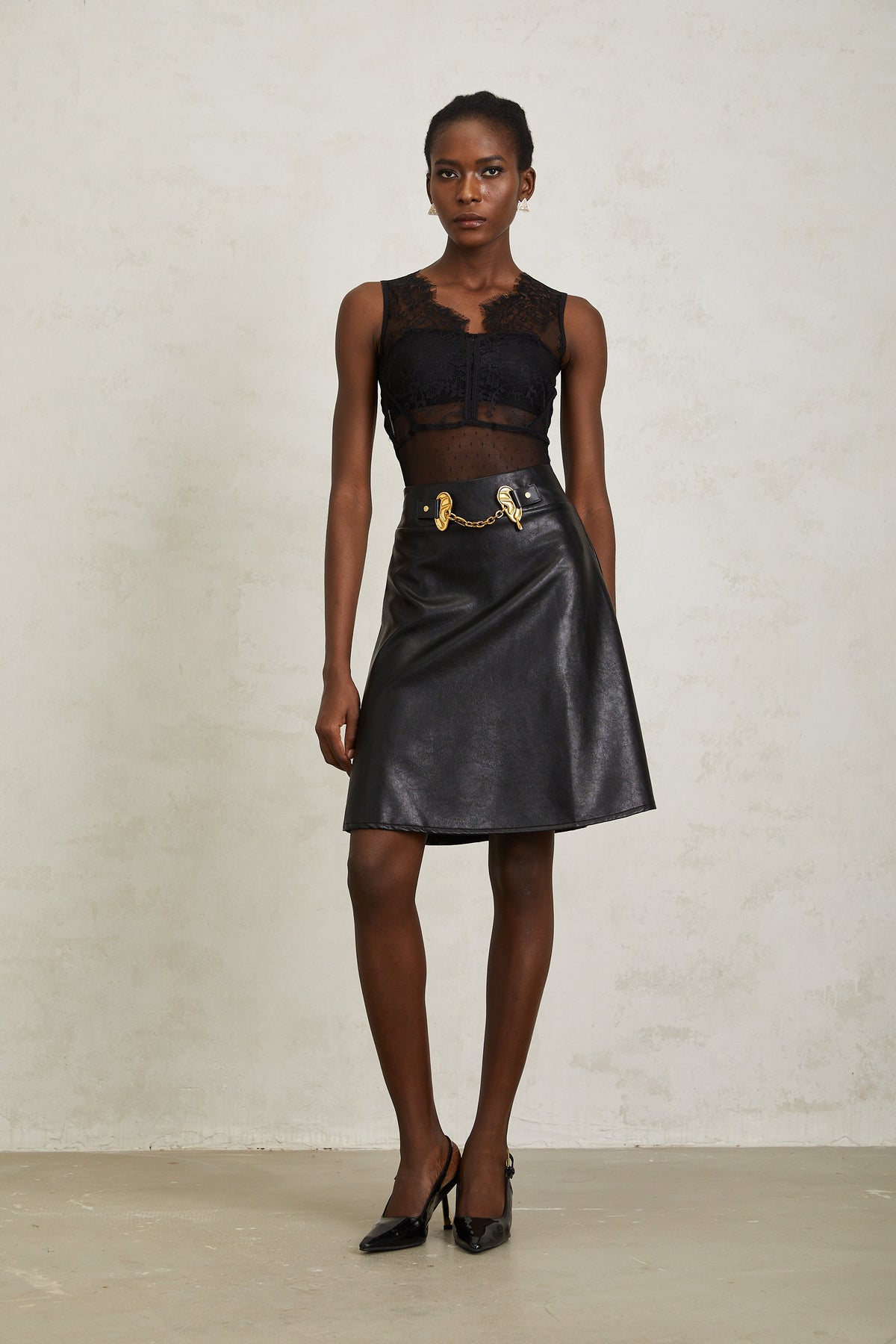 Daneysha Black Chain Link Mini Skirt