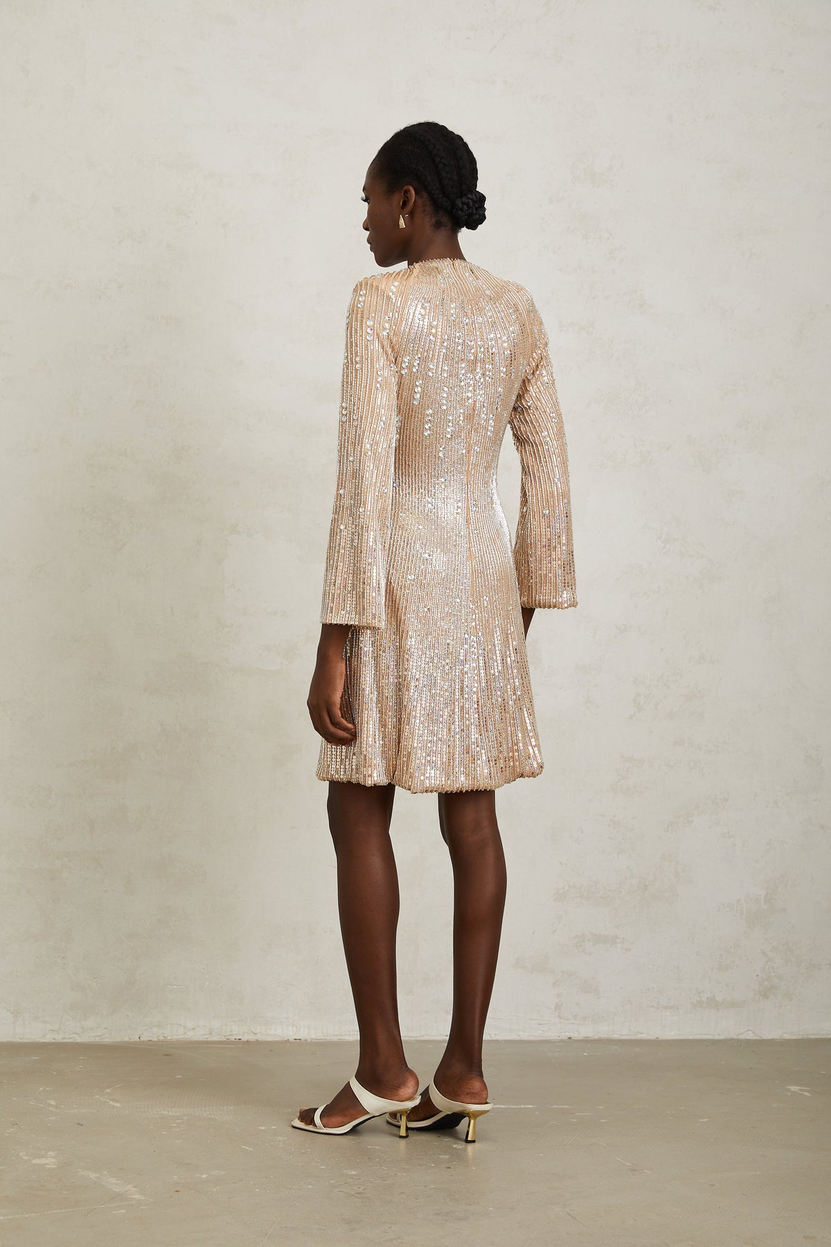 Concha Neutral Sequined Mini Dress