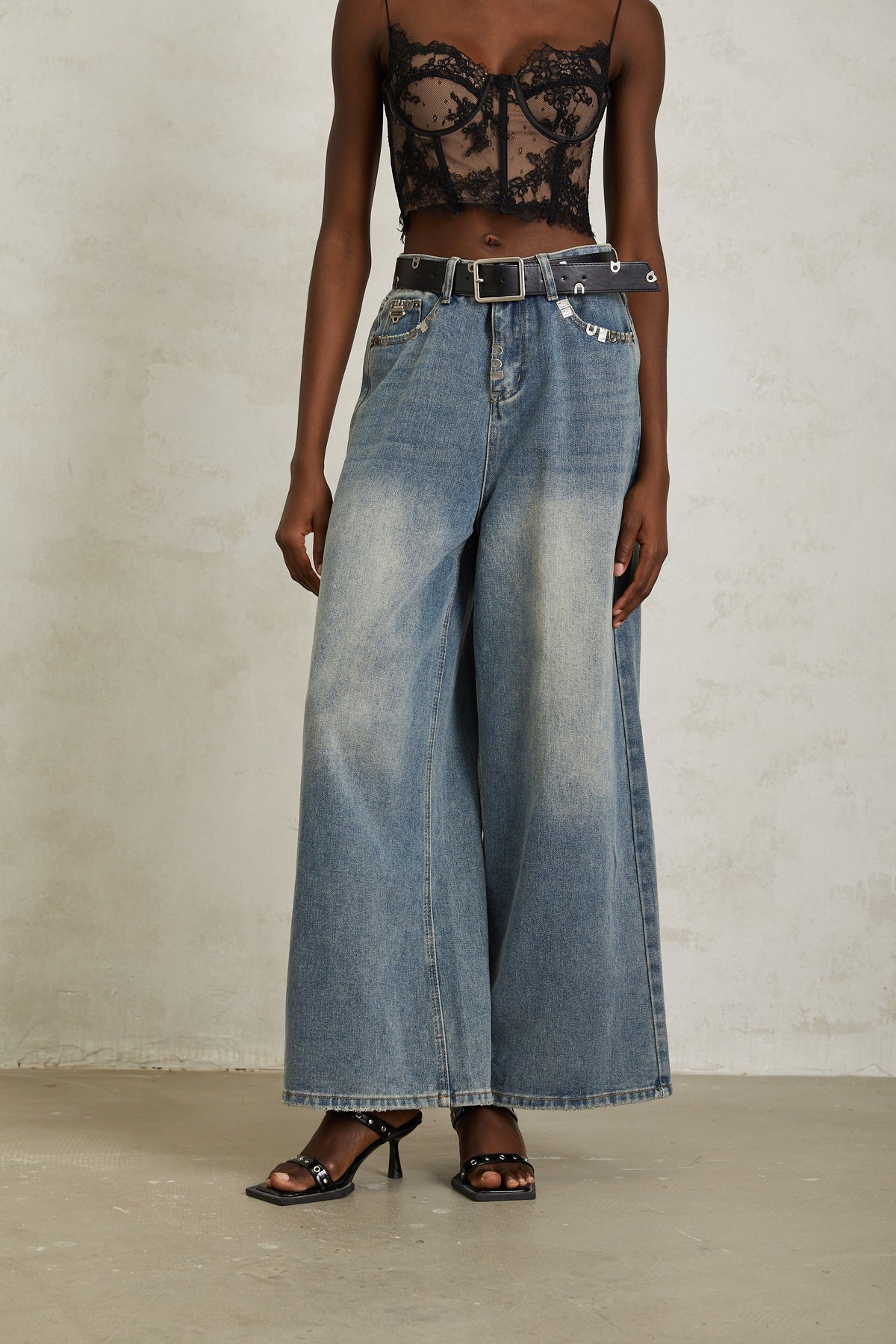 Mila Blue Paillette Embellished Denim Jeans