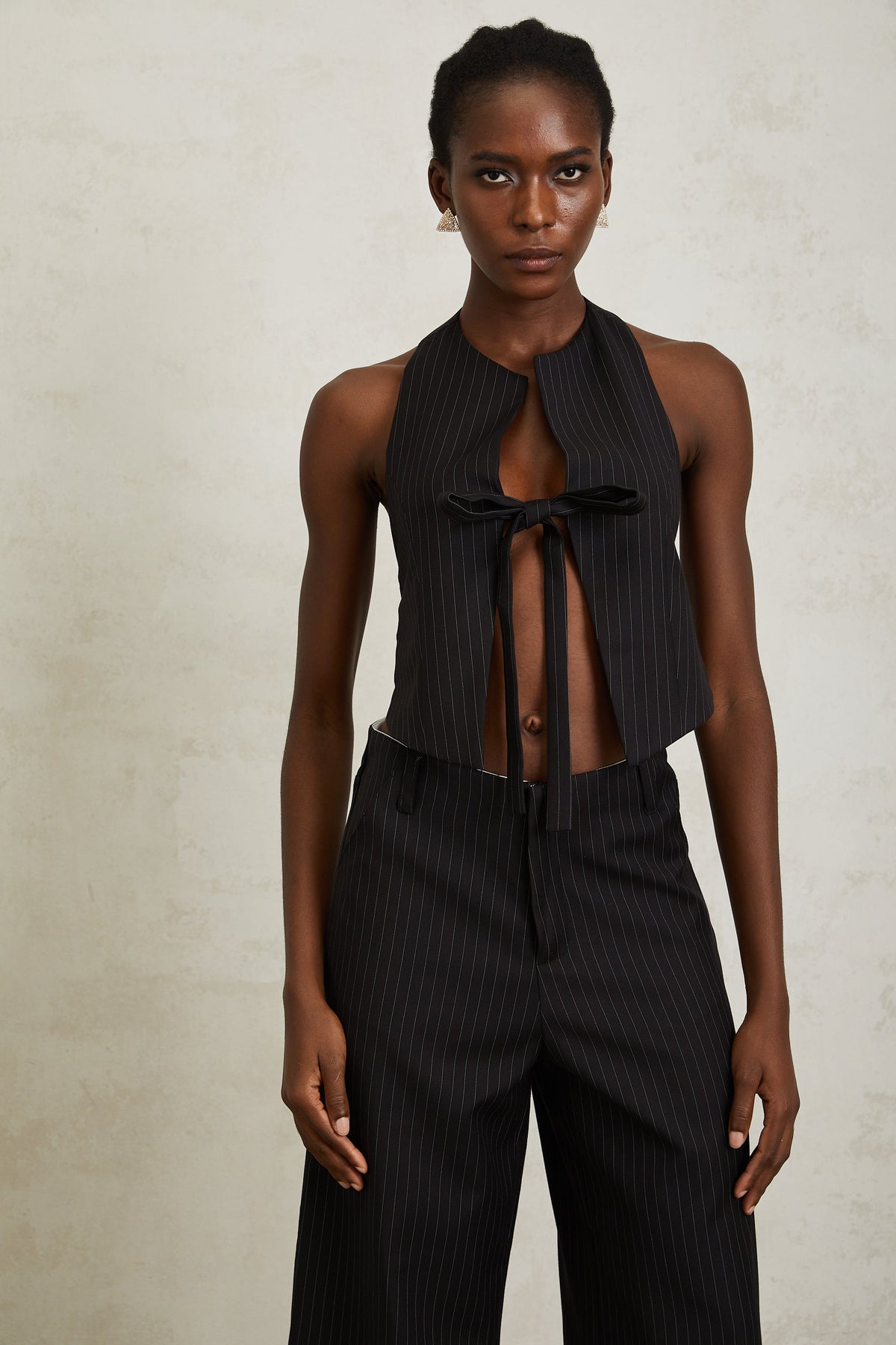 Octavie Black Vertical Striped Top & Trousers Set