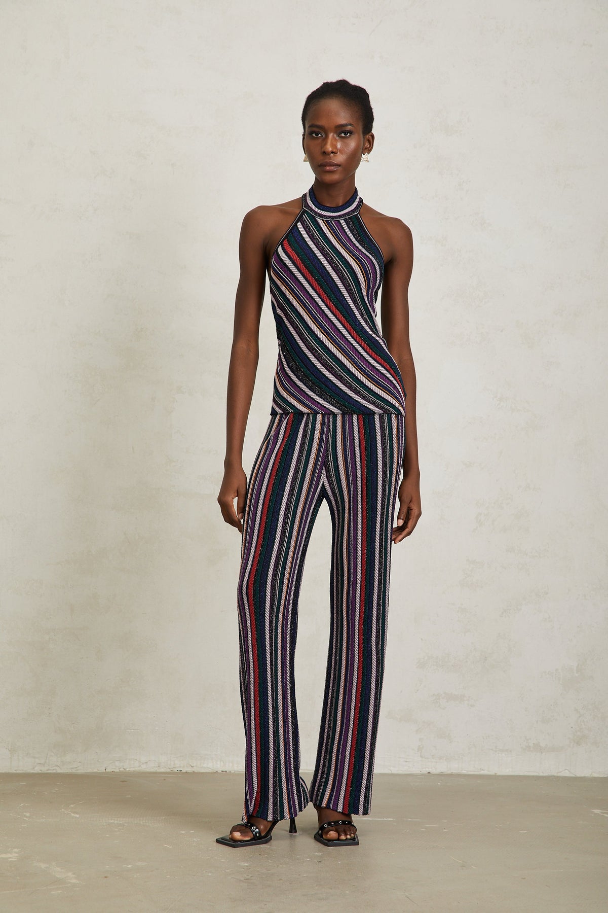Harper Purple Striped Knit Top & Trousers Set (Final Sale)