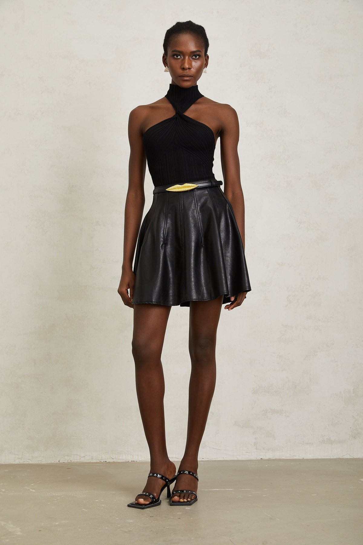 Kyliegh Black A-Line Mini Skirt