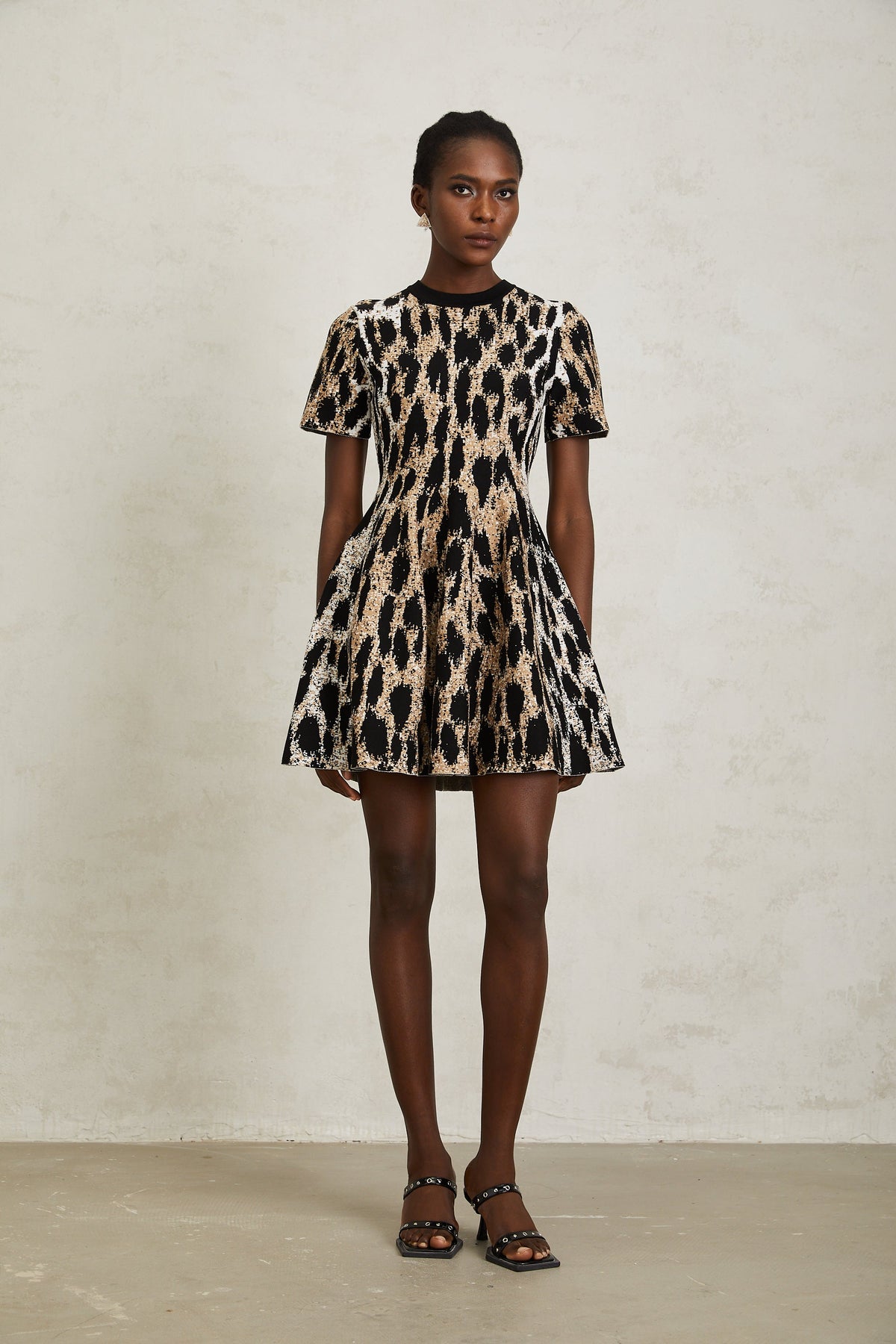 Lucie Brown Leopard Knit Mini Dress