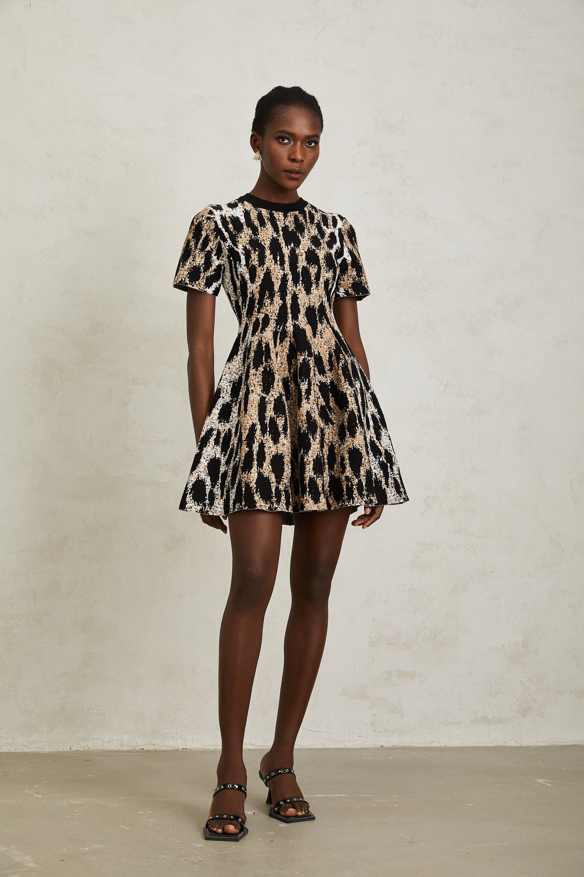 Lucie Brown Leopard Knit Mini Dress