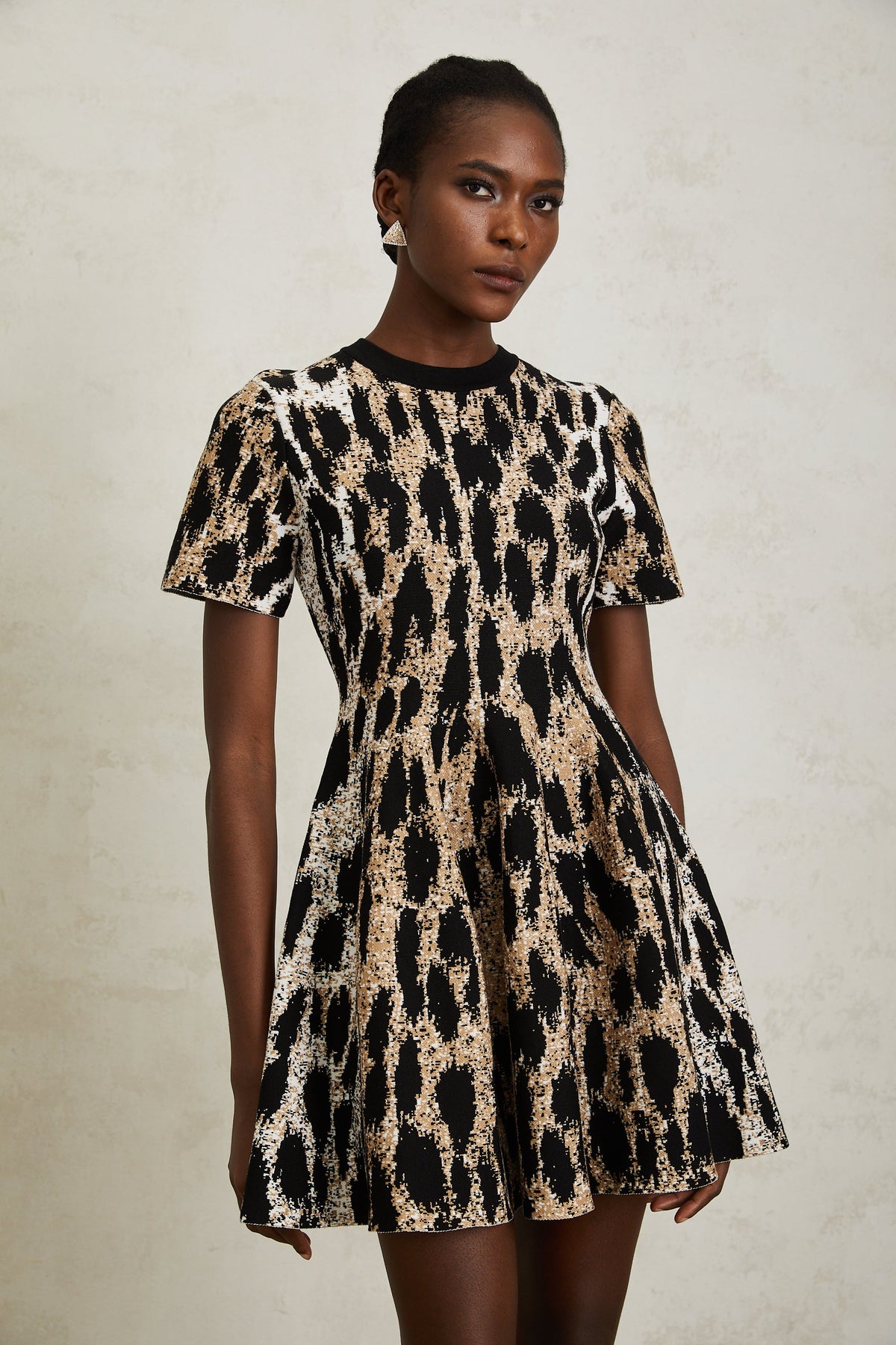 Lucie Brown Leopard Knit Mini Dress