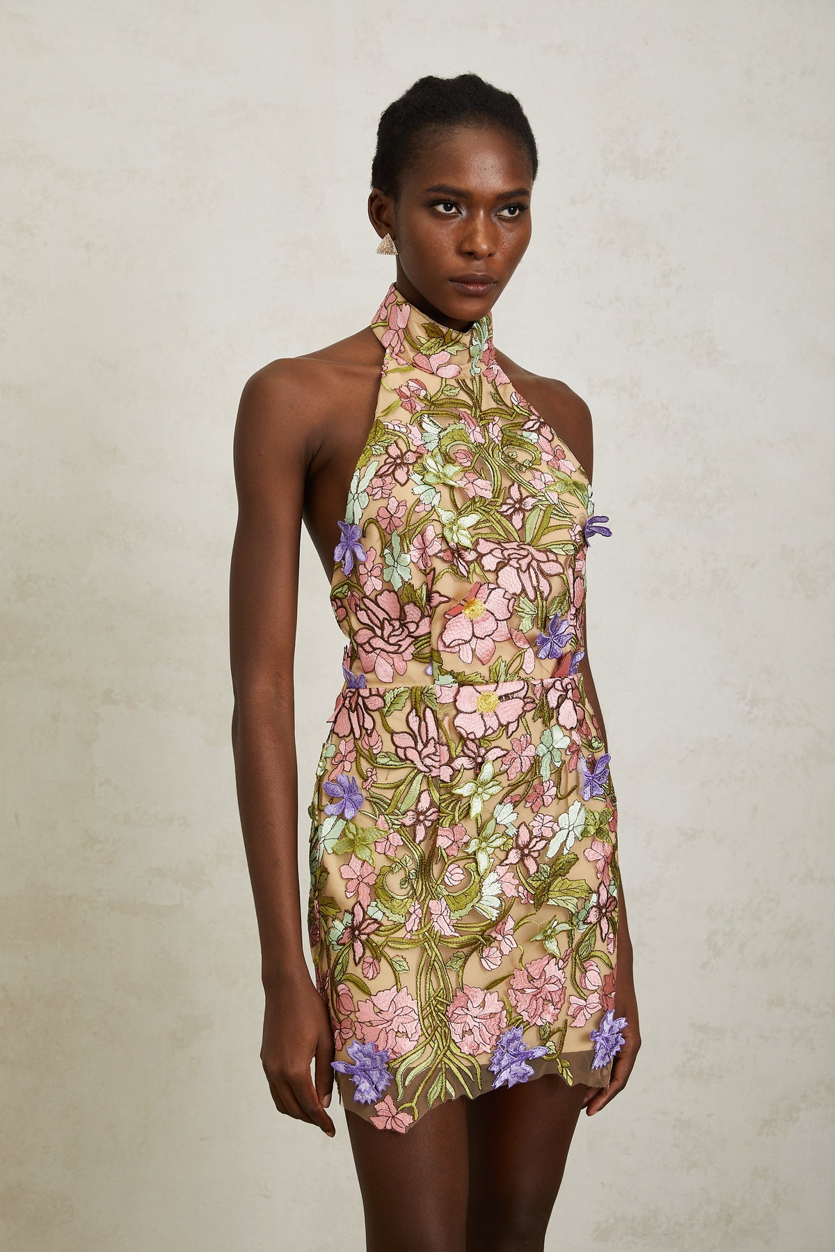 Consuelo Green Floral Embroidered Mesh Mini Dress (Final Sale-US Only)