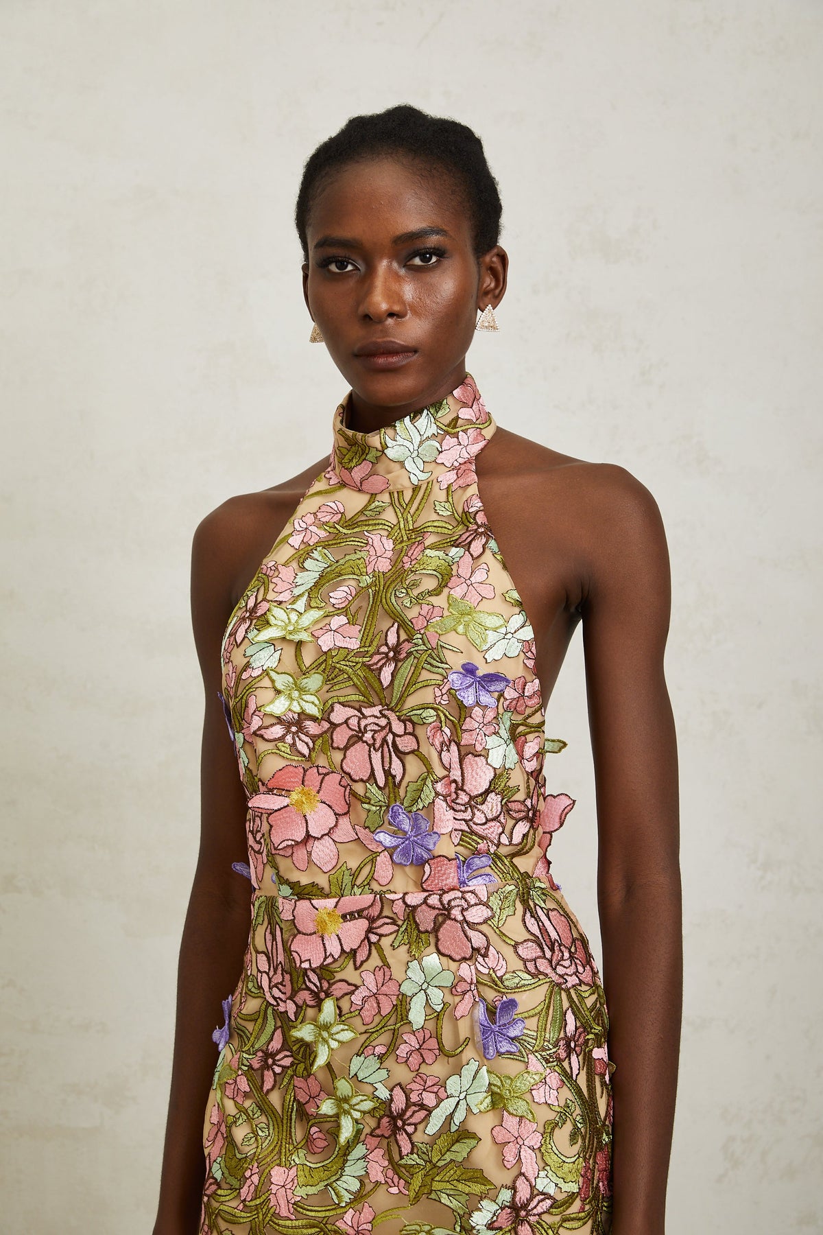 Consuelo Green Floral Embroidered Mesh Mini Dress (Final Sale-US Only)