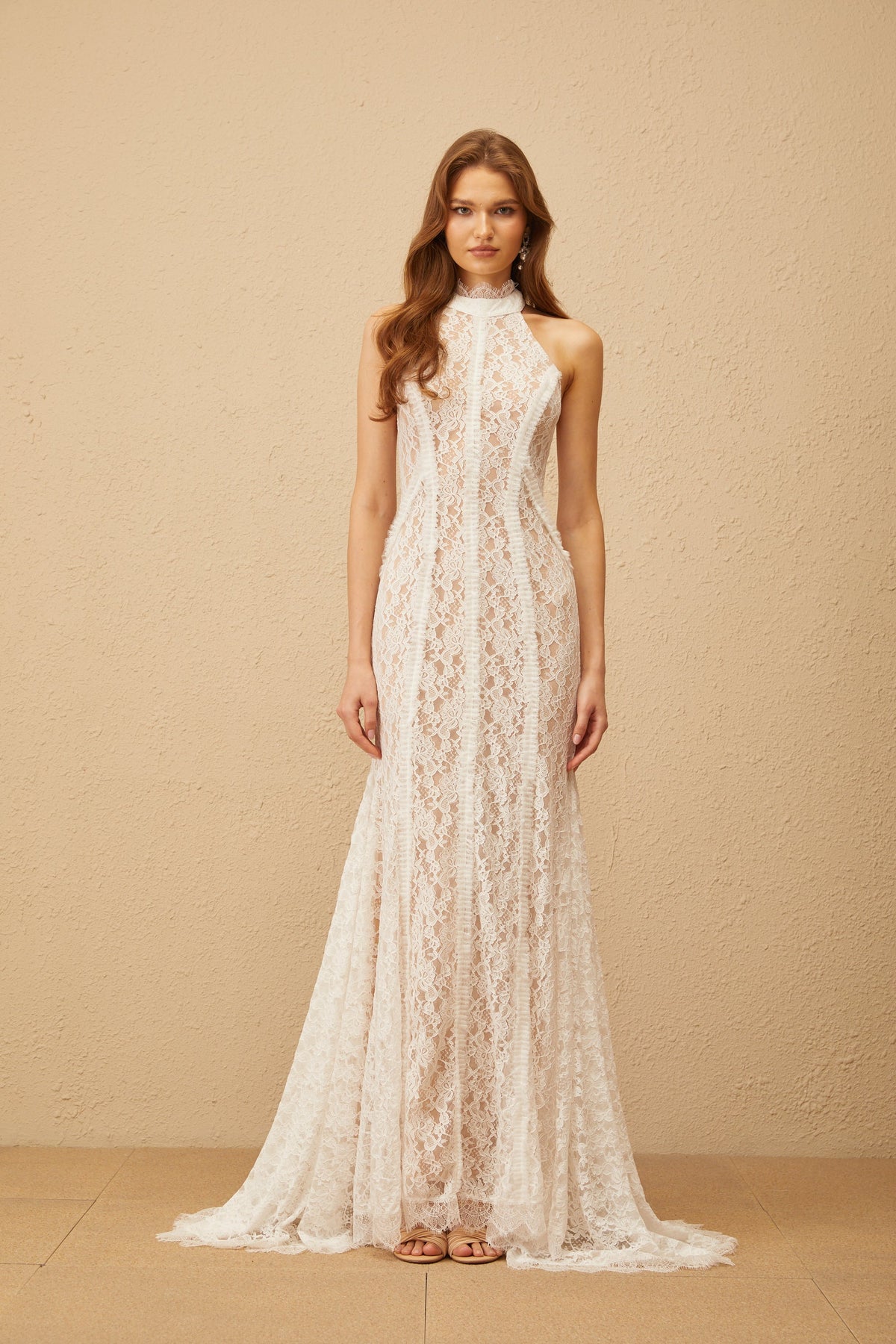 Gaëlle White Train Design Lace Maxi Dress (Final Sale-US Only)