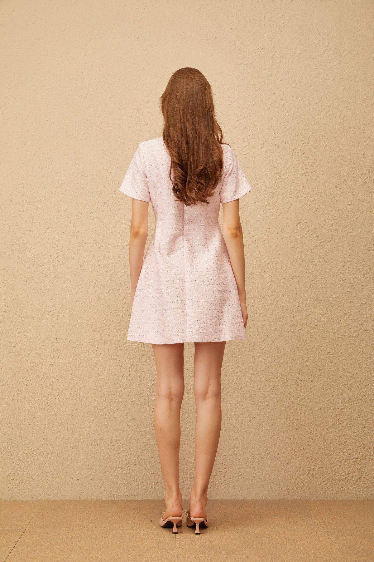 Cléophée Pink Bowknot Sequined Tweed Mini Dress (Final Sale)