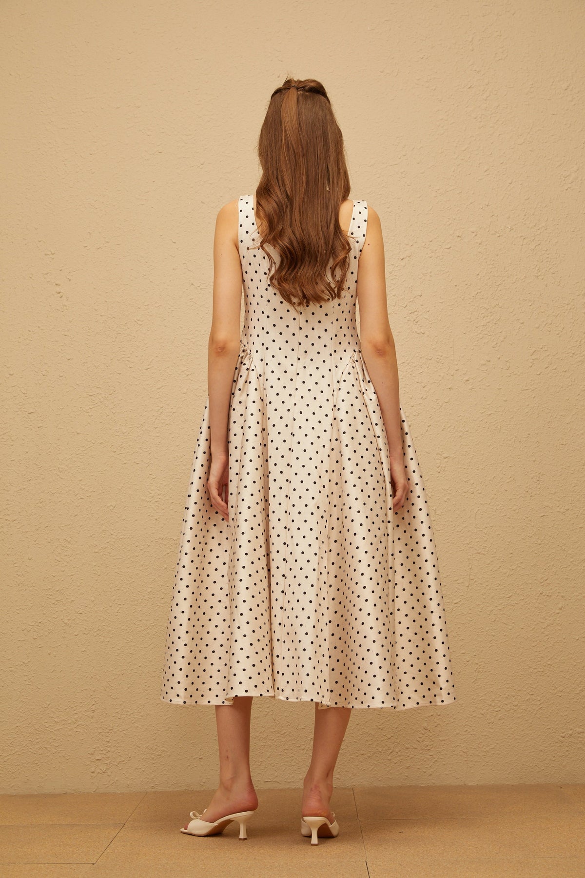 Geneviève White Polka Dot Midi Dress (Final Sale-US Only)