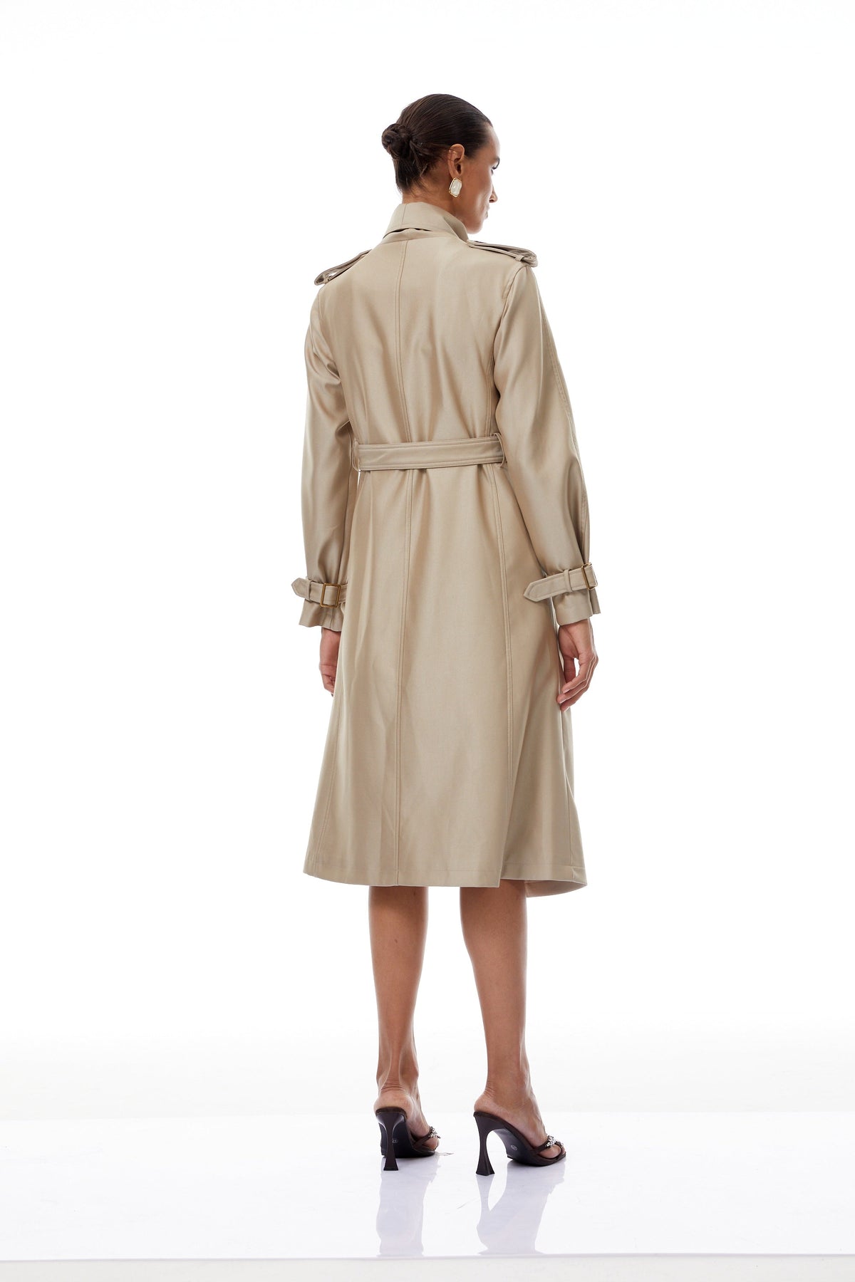 Szabina Khaki Asymmetrical Short Trench Coat (Final Sale)