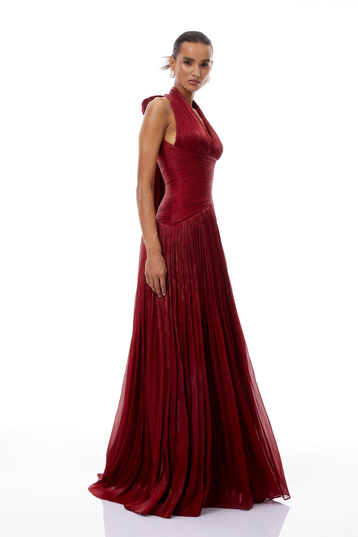 Uranie Red Gathered Maxi Dress