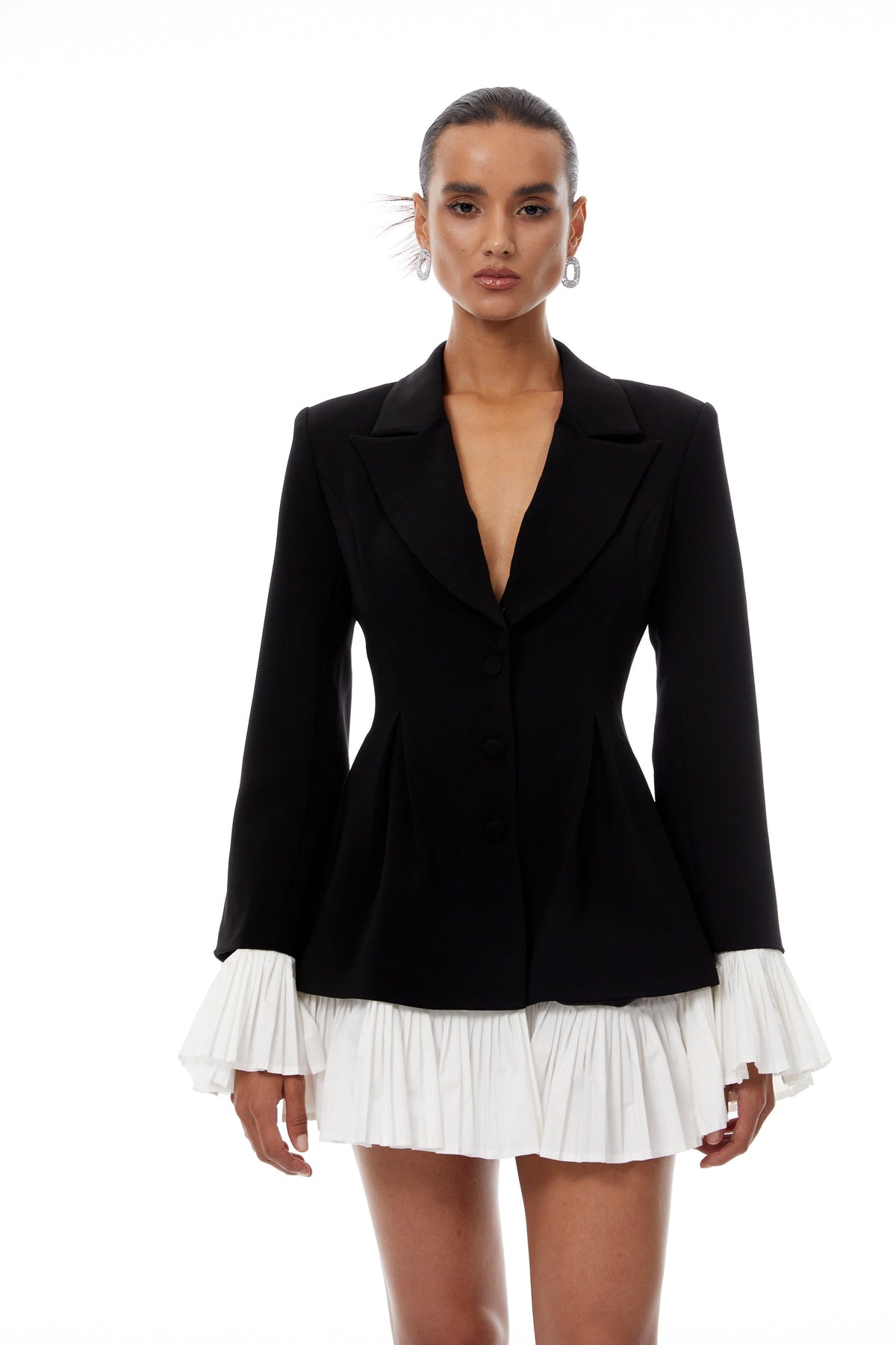 Rébecca Color Block Mini Blazer Dress - Black