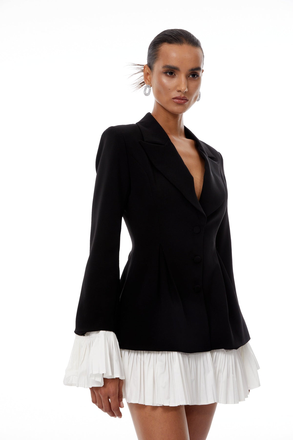 Rébecca Color Block Mini Blazer Dress - Black