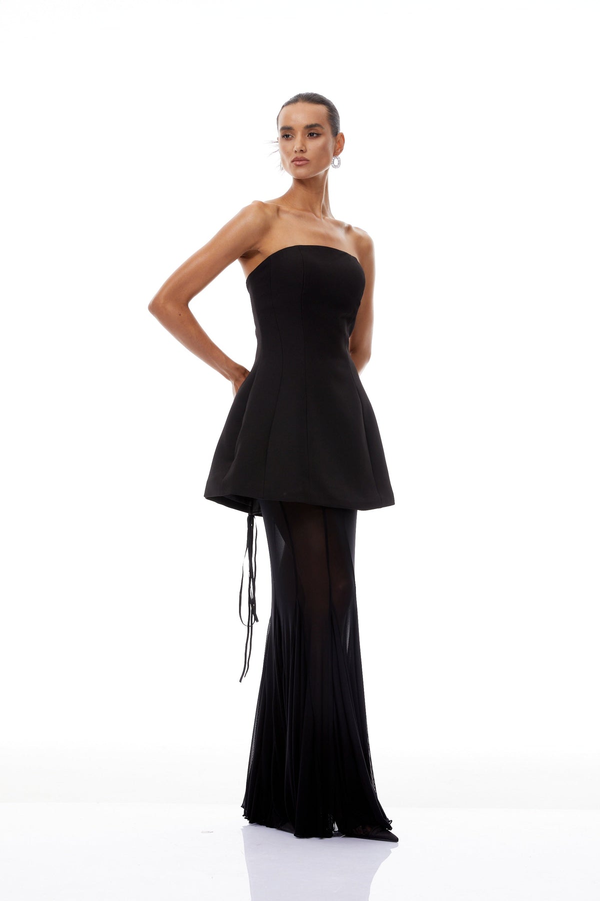 Mélanie Black Corset Dress & Mesh Skirt Set