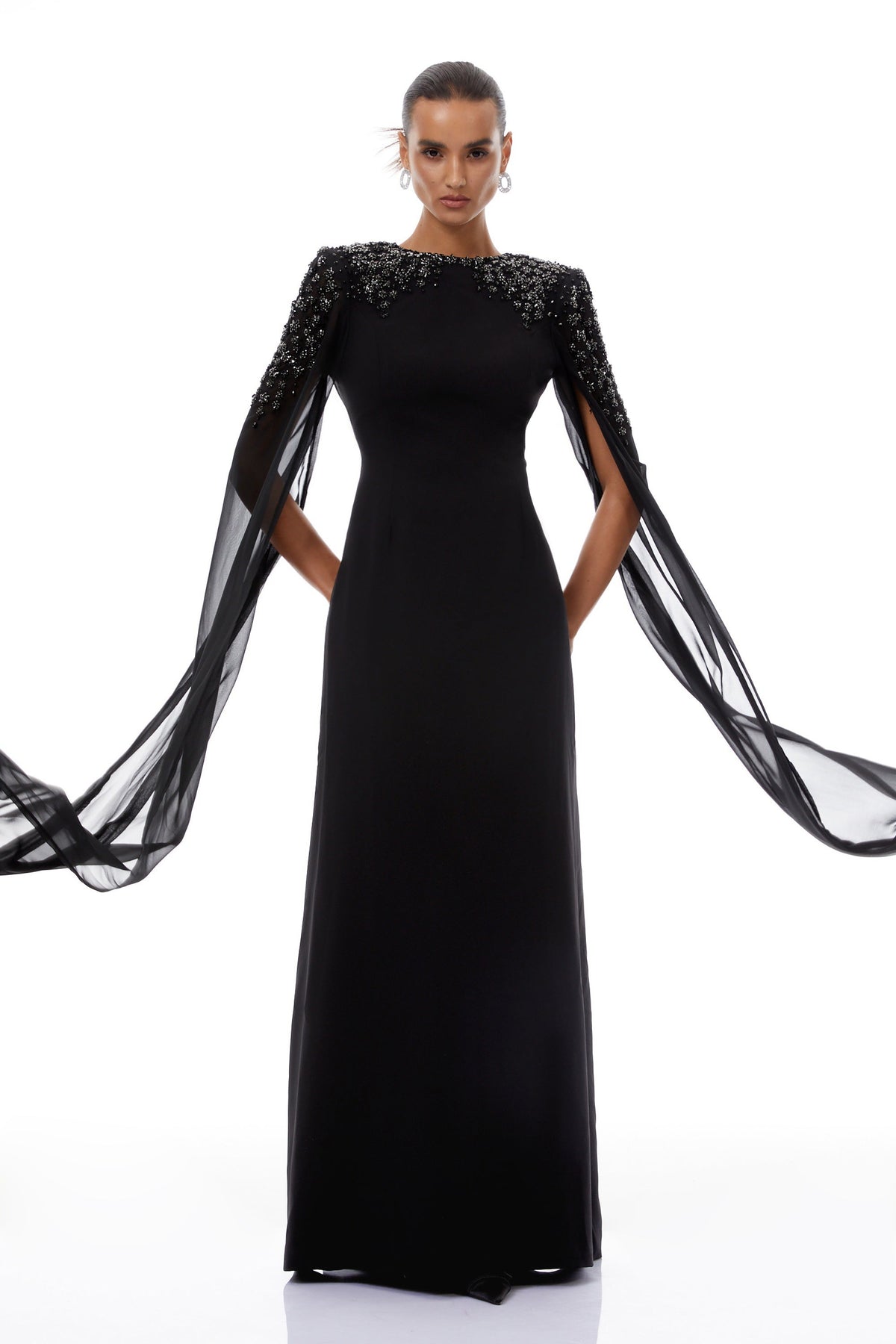 Yseult Black Embellished Maxi Gown (Final Sale-US Only)