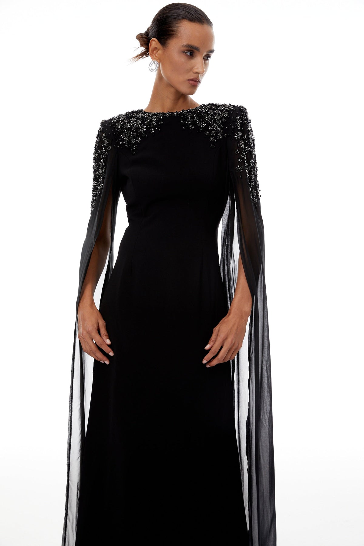 Yseult Black Embellished Maxi Gown (Final Sale-US Only)