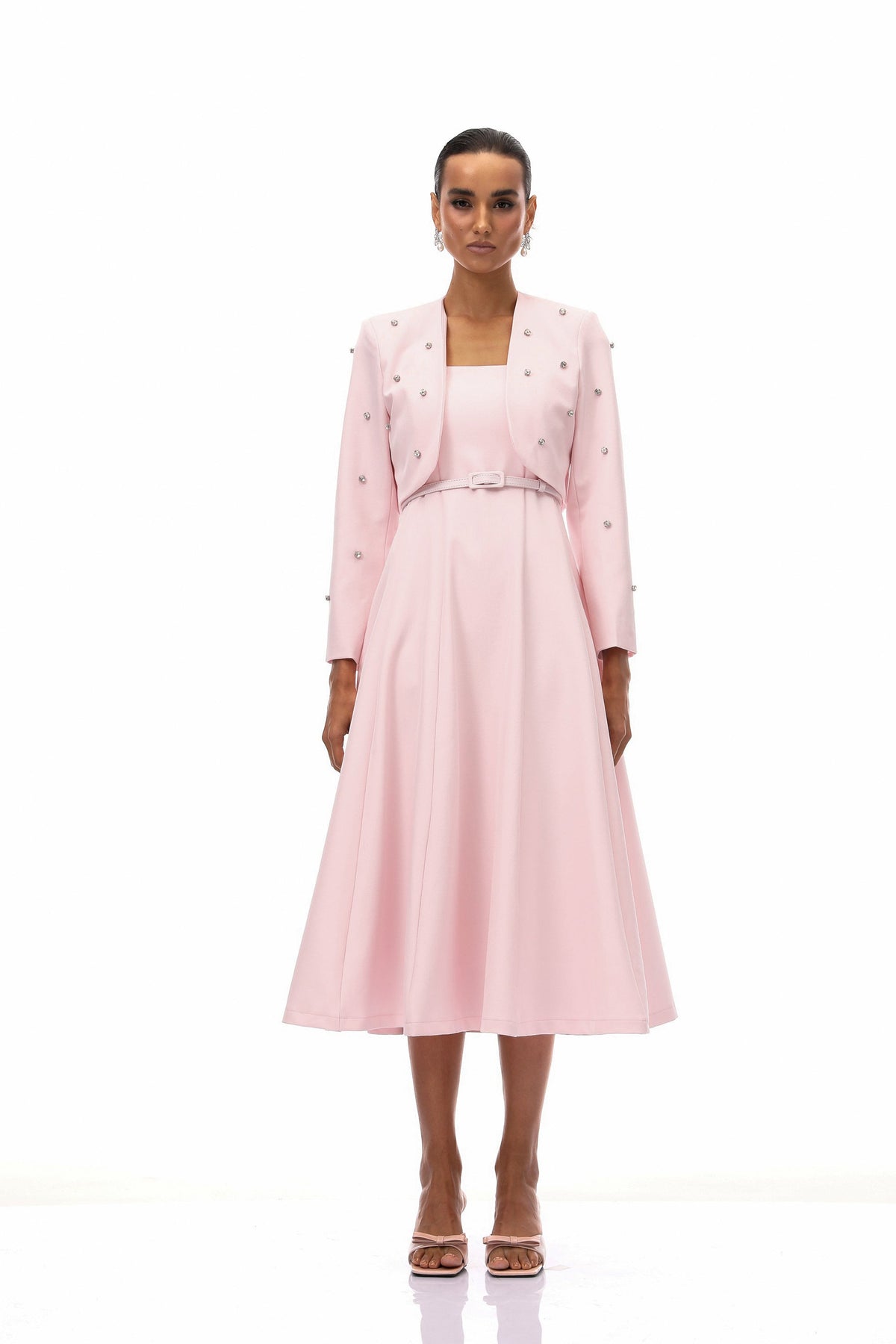 Valéria Pink Crystal Embellished Jacket & Dress Set (Final Sale)