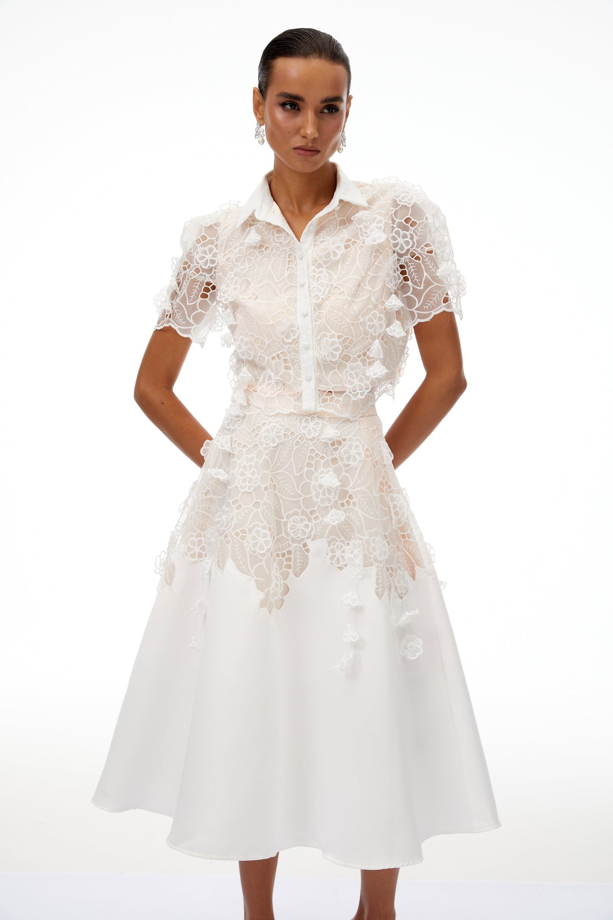 Annamária White Corded Lace Top & Skirt Set (Final Sale-US Only)