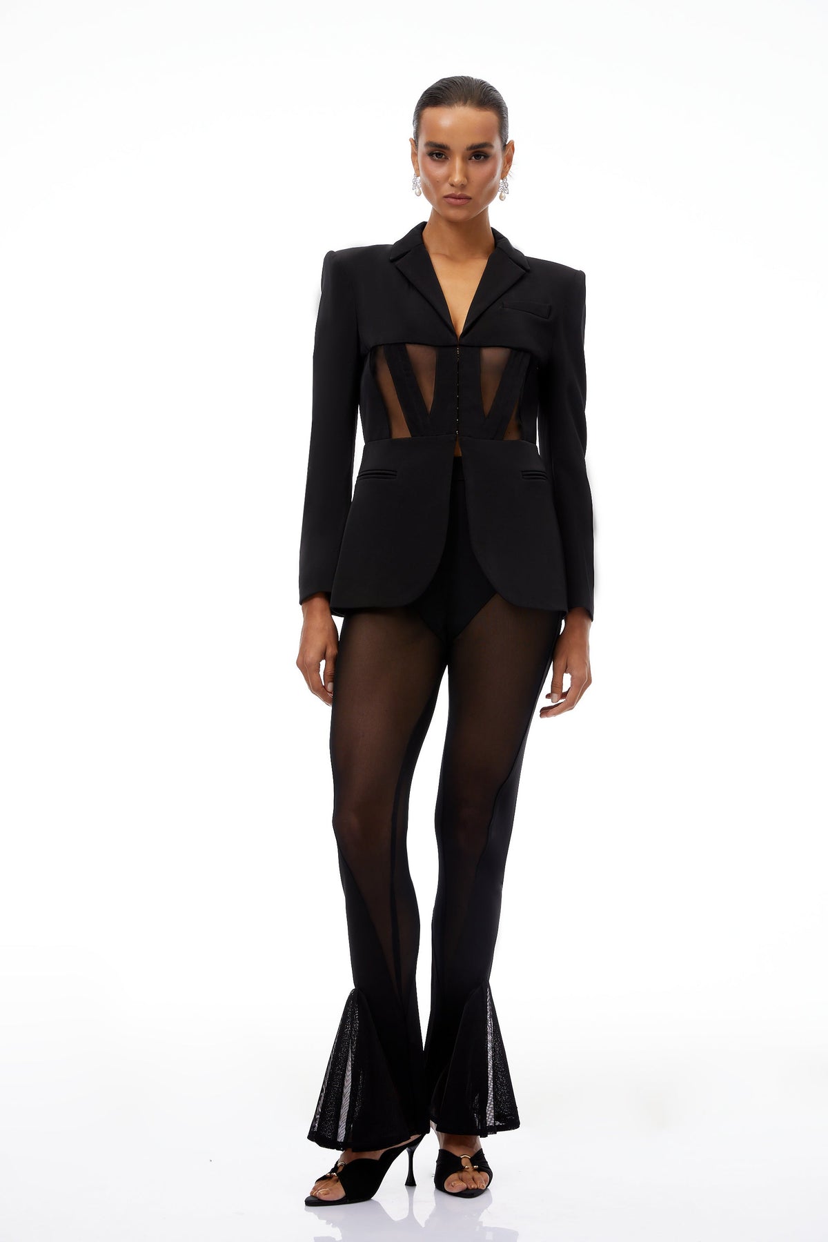 Noémie Black Corset Panelled Blazer
