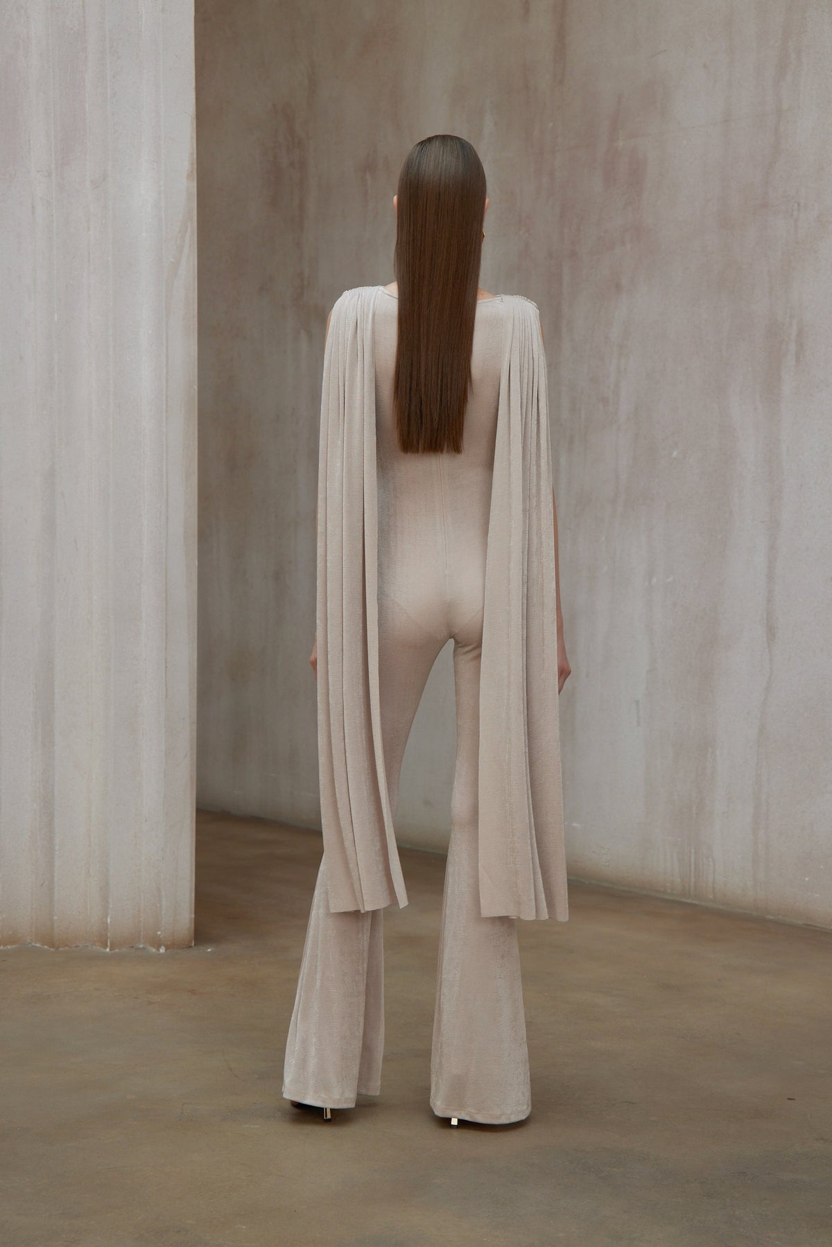 Clarisse Neutral Draped Jumpsuit