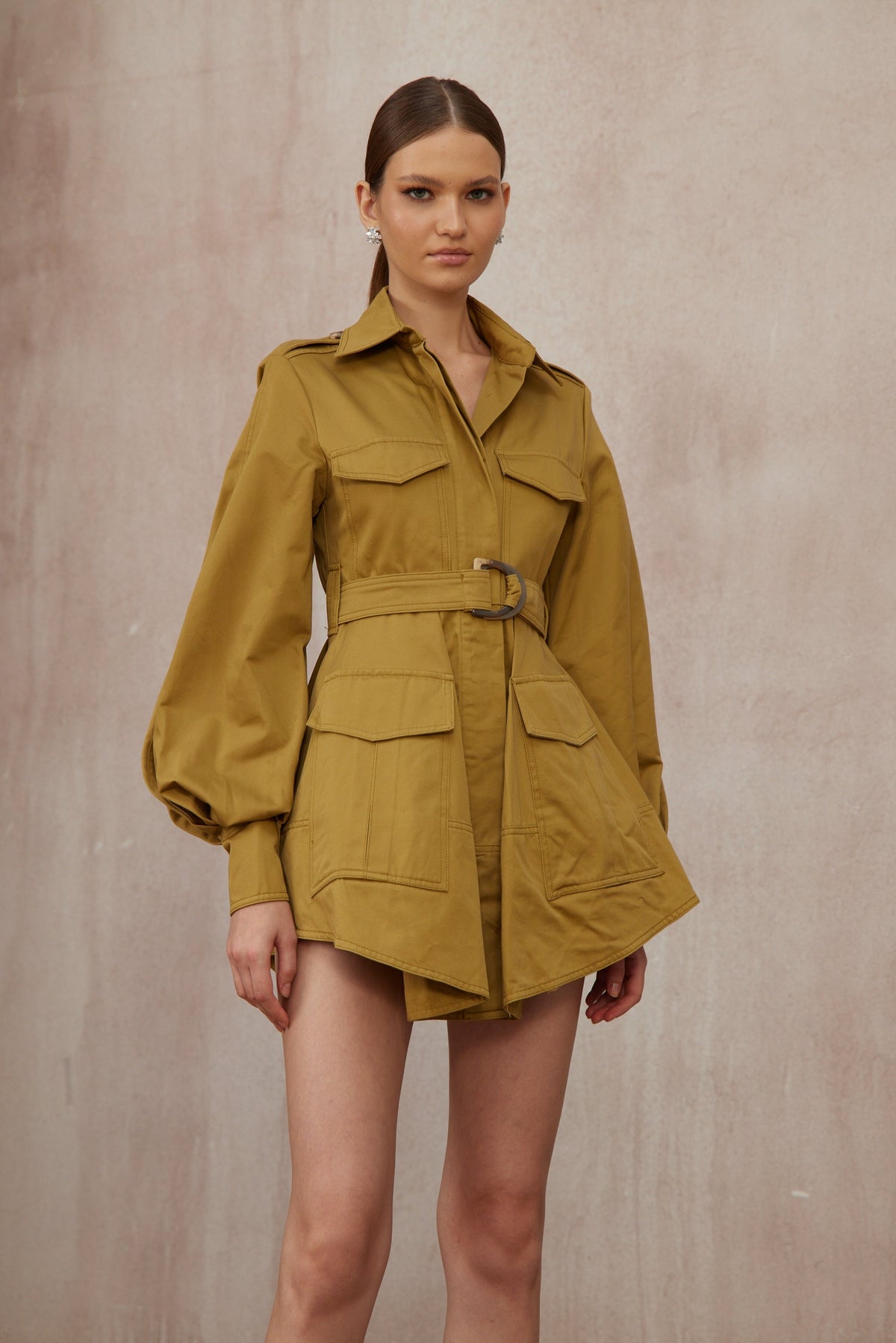 Madeline Ginger Belted Cargo Mini Dress